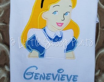 Alice in Wonderland Shirt- Alice in Wonderland Applique Shirt- Embroidered Shirt- Custom Disney Vacation Shirt