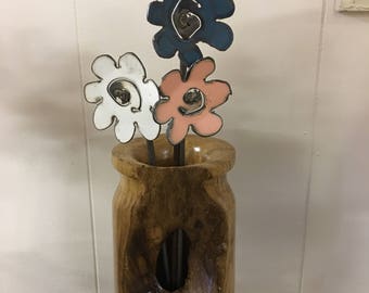 Three Metal Decorative Rustic Flowers
