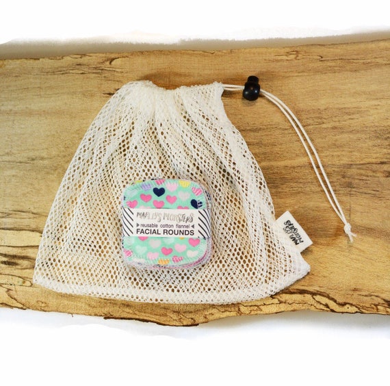 Mesh laundry bag & 20 Reusable 3 FACIAL ROUNDS made from