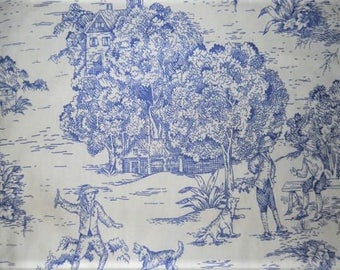 Drapery Fabric, Blue French Toile Fabric, Upholstery Fabric, French Country Home, Slip Cover Fabric, Pastoral Scene/Country Farmhouse