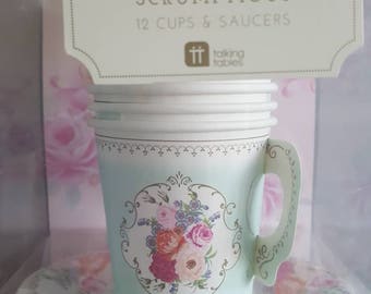 Truly scrumptious paper teacups with saucers x 12