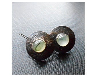 Sterling Silver Earrings, prehnite earrings, green, 925 silver earrings