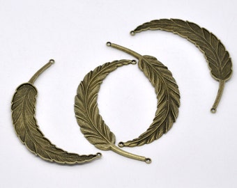 Antiqued Bronze Large Feather Connector