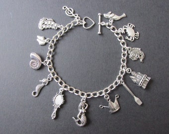 The Little Mermaid Princess Ariel Silver Tone Charm Bracelet by Tattoo Heroine (1) Mermaid Jewellery Mermaid Bracelet Mermaid Jewelry