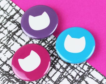 Cat magnets, crazy cat lady gift, set of 3 bold cat 25mm button badges