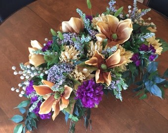 Farmhouse Magnolia Floral Arrangement, Magnolia Farmhouse Centerpiece, Magnolia Floral Arrangement, Elegant Centerpiece, Floral Arrangement