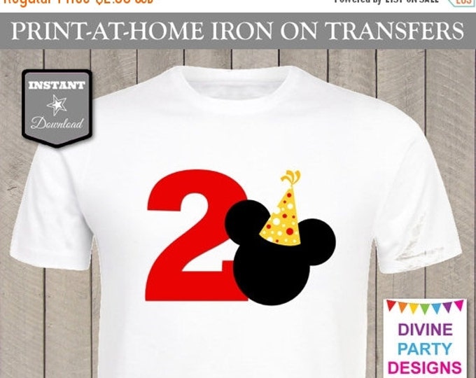 SALE INSTANT DOWNLOAD Print at Home Mouse Party Hat 2 Birthday Party Printable Iron On Transfer / T-shirt / First / Item #2375