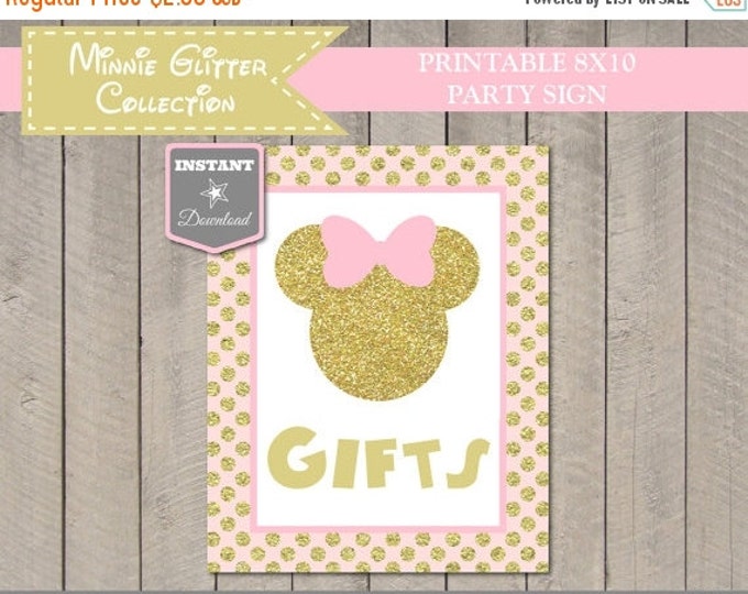 SALE INSTANT DOWNLOAD Pink and Gold Glitter Mouse Printable 8x10 Gifts Sign / Mouse Glitter Collection / Item #2013