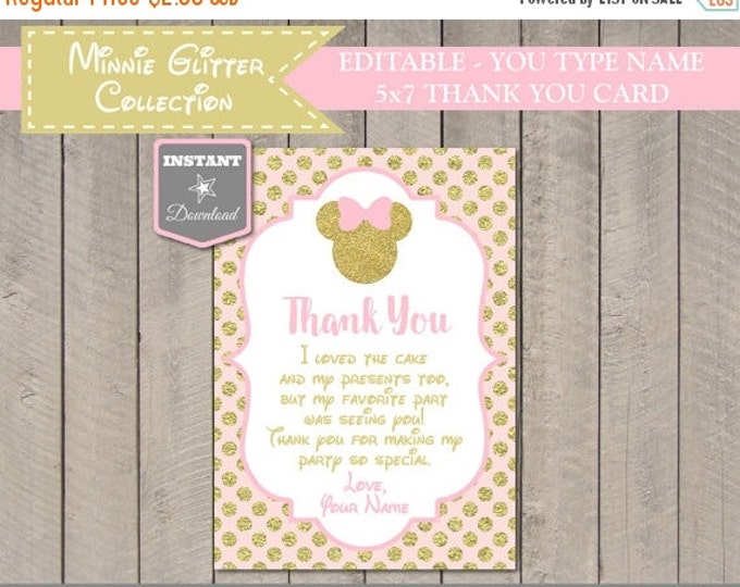 SALE INSTANT DOWNLOAD Editable Glitter Mouse 5x7 Printable Thank You Card / You Type Name / Glitter Mouse Collection / Item #2018