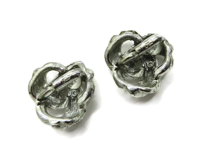 Coro Earrings, Vintage Silver Tone Celtic Knot Clip-on Earrings, Gift for Her