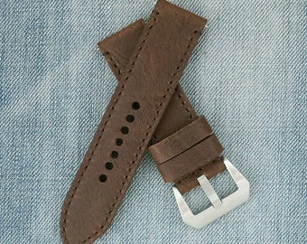 24mm Watch strap, 24mm leather watch strap, 24mm panerai band, leather watch band,panerai, brown strap, 24mm brown strap, 24mm Panerai strap