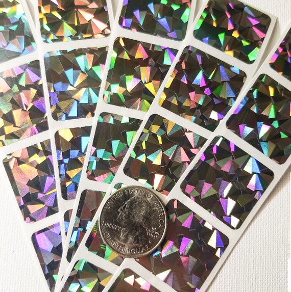 100 Hologram square Scratch off stickers 1 inch Party