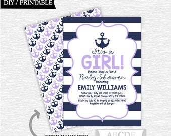 INSTANT DOWNLOAD nautical girl baby shower printable sign