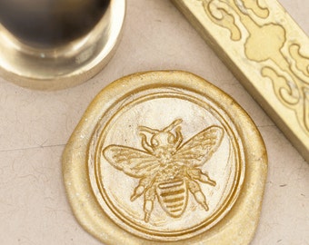 Honey Bee Wax Seal Kit | Gold Sealing Wax Stamp, Gardener, Pollinator, Sealing Wax Entomology, insect wax seal Science Gift