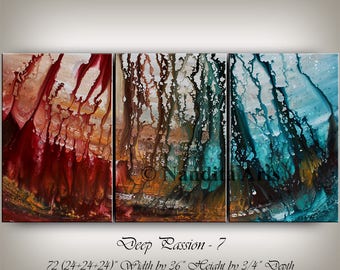 Painting, Red Large Wall Art Decor, Acrylic Landscape Abstract Painting on Canvas Contemporary Art Decor Handmade Wall Hanging gift for her