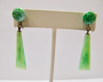 Vintage Jadite Glass Earrings Item W # 121