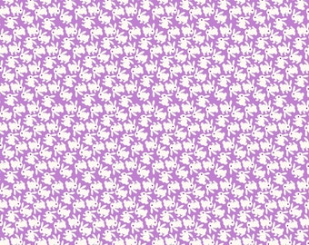 Nana Mae 1930's Collection - White Bunnies(Lilac Background) - Henry Glass