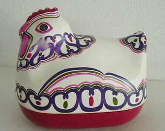 funky vintage 70s Pop Art eggwarmer hen for 5 eggs