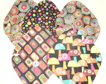 RTS Cotton top Heavy Flow 8" pad Windpro backing Reusable Cloth Menstrual pad Circles Geo Mushrooms Cloth Mama Pad