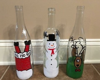 Christmas light up wine bottles, Decorative Christmas bottles, Christmas decor, Christmas decorations, Light up bottles, Xmas decorations