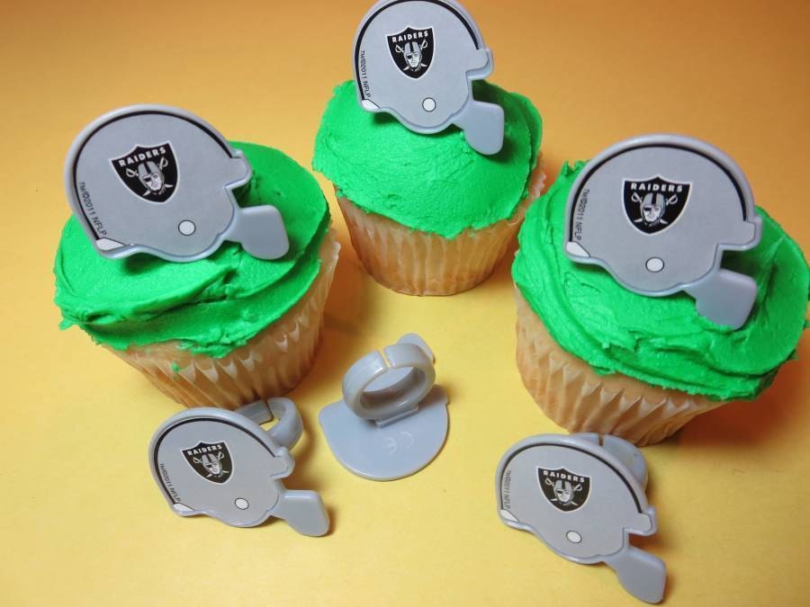 12 Oakland Raiders Cupcake Rings NFL Football Toppers Party Favors from