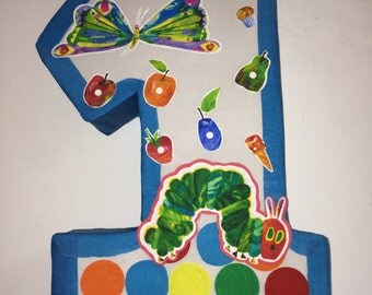 Very Hungry caterpillar pinata. Very Hungry caterpillar birthday Party. Very Hungry caterpillar party decoration.