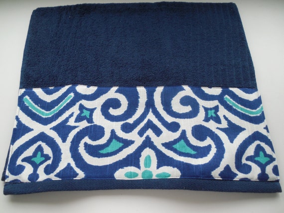 Navy Bath Hand Towel Guest Bathroom Decor Decorative Fabric