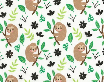 Cute Sloths Fabric Fat Quarter, Third Yard, Half Yard, or By The Yard; C5435; Timeless Treasures; Novelty Fabric