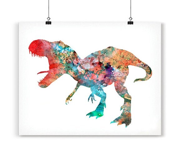 Dinosaur Watercolor Print Watercolor painting by Thenobleowl