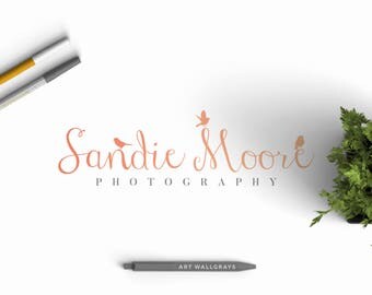 Bird logo, Sparrow logo, Pre made logo, Hand drawn logo, Photography logo