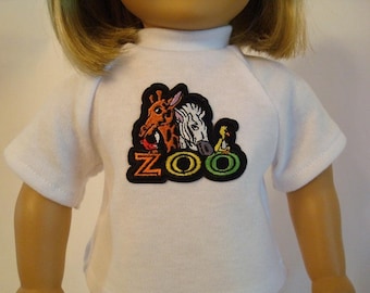 Zoo Animals T Shirt for American Girl Doll and 18-inch Dolls – White Knit Zoo Shirt