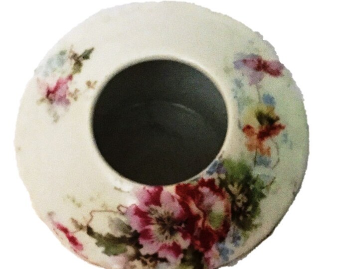 Vintage Porcelain Floral Potpourri Bowl | Flowers and Leaves Potpourri Dish