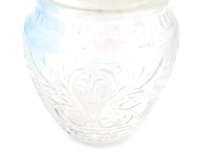 Original Depression Anchor Hocking Clear Sandwich Pattern Glass Cookie Jar – Vintage Sandwich Pattern Cookie Jar – Depression Glass Jar Gift