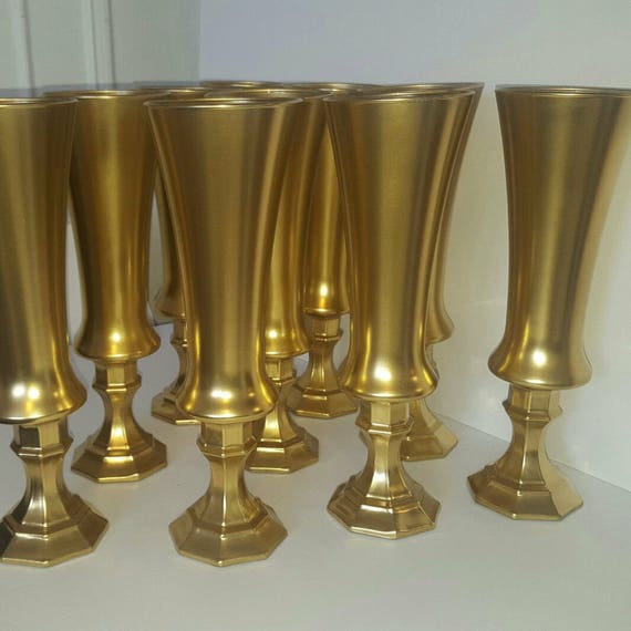 Set of 5 12 Tall White Glass vases Gold vaseswhite