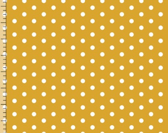 Mustard Polka Dot Knit Fabric, Bolt by Girl Charlee, Pure Vintage, Cotton Spandex Knit, Yellow Knit Fabric, 58"-60" Wide, PV-1004-B
