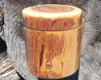 Tall Red Cedar Salt Cellar / Treasure Keeper with Magnetic Lid. May be purchased alone or with Maldon Sea Salt.