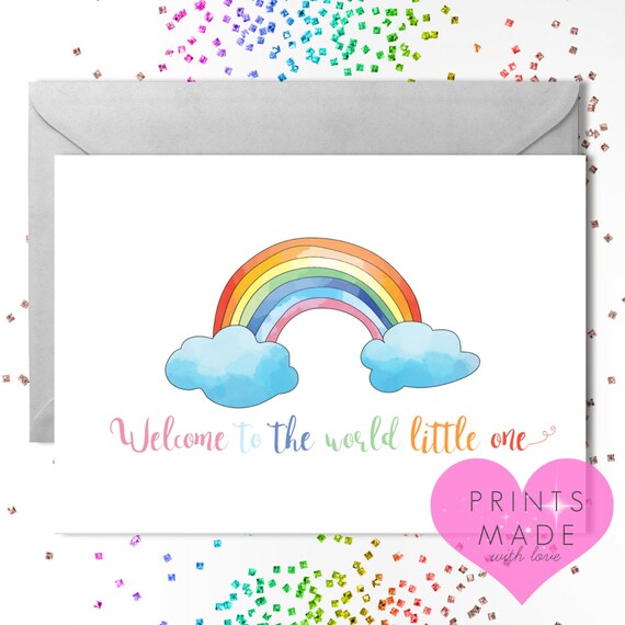 Rainbow baby card / new baby / baby boy / baby girl / Welcome