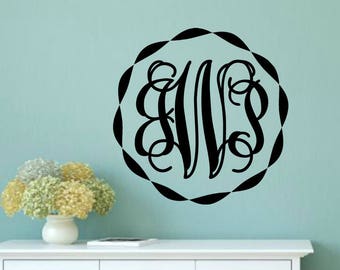 Vinyl Monogram Decal Monogram Wall Decal Monogram Vinyl Decal Kids Vinyl Decal Frame Wall Decal Nursery Wall Decal Boy Girl Bedroom Decal