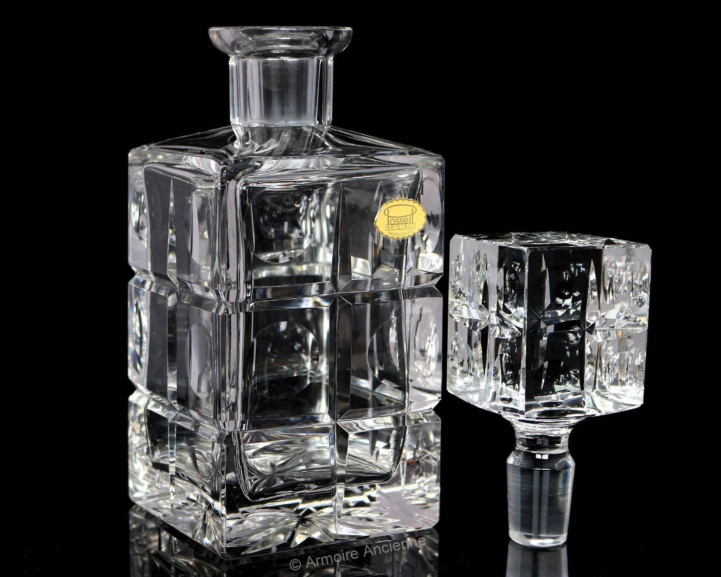 4.3 Lbs Lead Crystal Whiskey Decanter Vintage Cognac Spirits