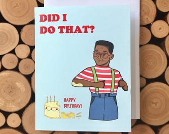 Steve Urkel Birthday card - Family Matters Card, 90s gift, tv show card