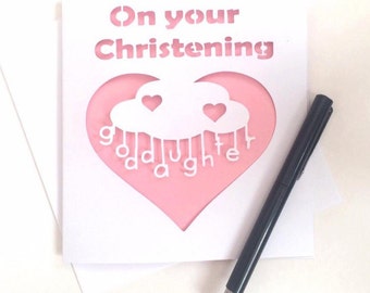 Goddaughter christening card, goddaughter card, card for goddaughter, christening card, god daughter card, baptism card, card for baby,