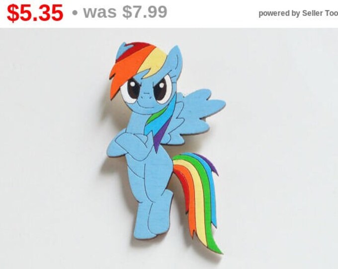 Rainbow Dash // Wooden brooch is covered with ECO paint // Laser Cut // 2016 Best Trends // Fresh Gifts // My Little Pony // Swag Style //