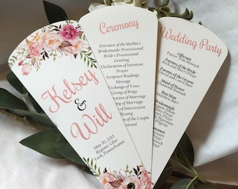 Wedding Program Fans, Petal Fan Programs, Fan Programs - Bohemian Chic Floral