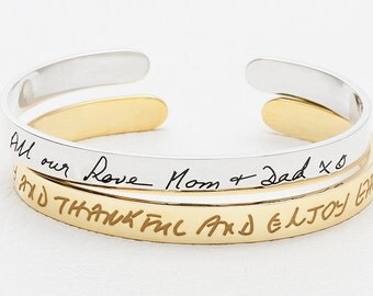 20% off Handwritten Bracelet / Handwritten jewelry / Custom handwriting jewelry in sterling silver / Handwritten cuff bangle - JB02