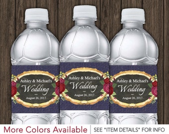 Rustic Wedding Water Bottle Labels • Printable Decorations • DIY Digital File