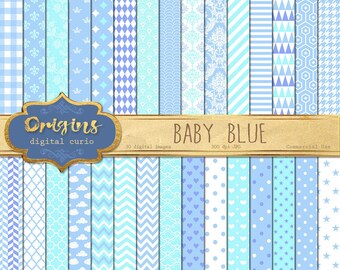 70% OFF Baby Blue Digital Paper, baby shower digital paper, blue Patterns backgrounds, baby boy blue scrapbook paper download commercial use