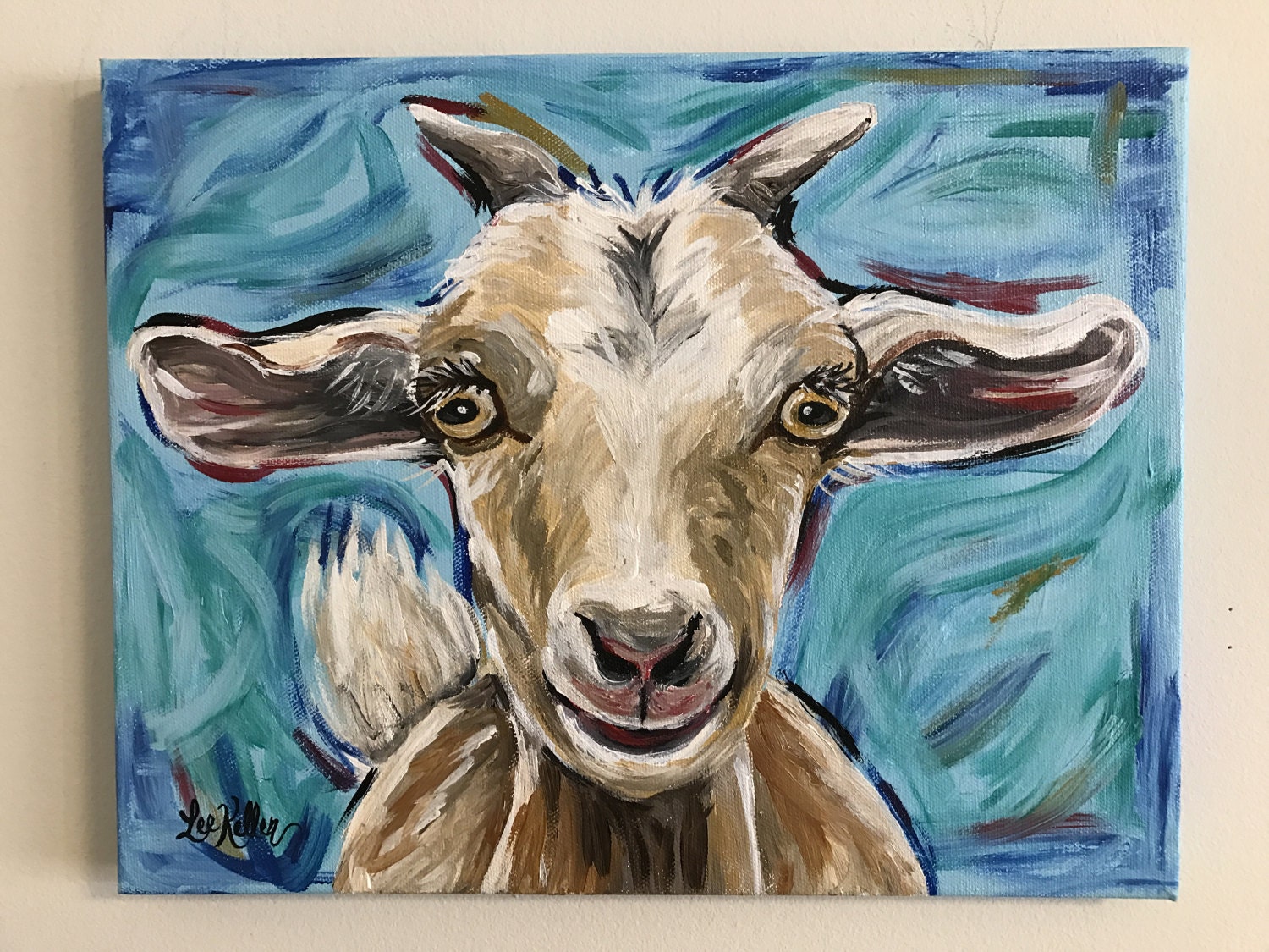 Goat canvas art print goat decor. Canvas goat print from