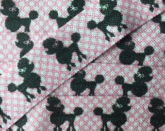 poodle print Foe,Dog foe, pink dot poodle, foe by the yard, craft foe, hair tie foe,hair toe material , tape webbing material