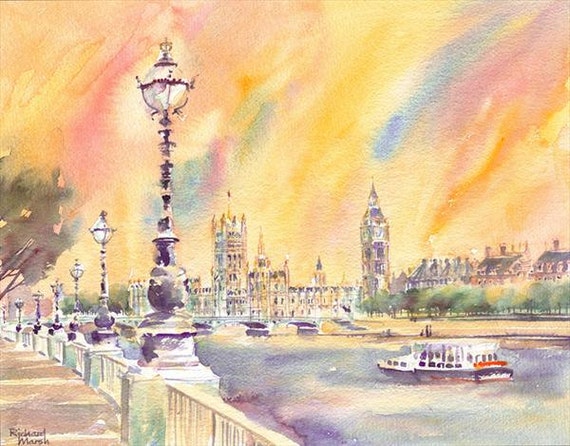 LONDON WATERCOLOUR ORIGINAL London Watercolor Painting