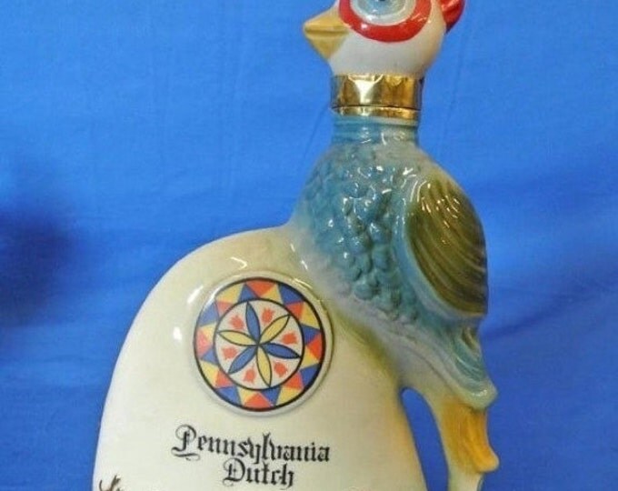 Storewide 25% Off SALE Vintage Original Jim Beam Liquor Decanter Featuring Pennsylvania Dutch 'Jim Beam Bottle Club' Perched Woodpecker Desi